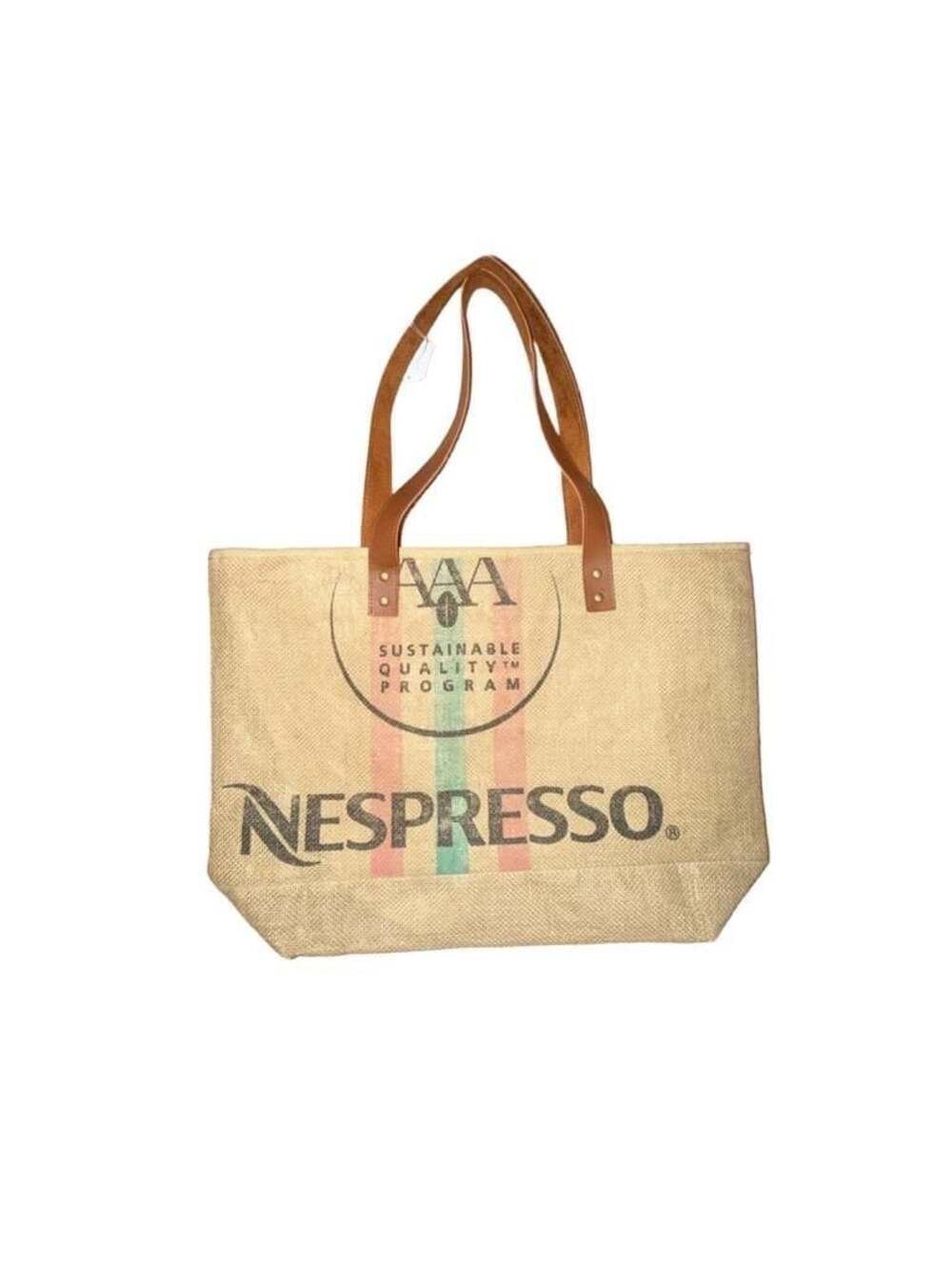 Nespresso Jute Tote Bag - Large Travel/Shopper Tote - NWOT